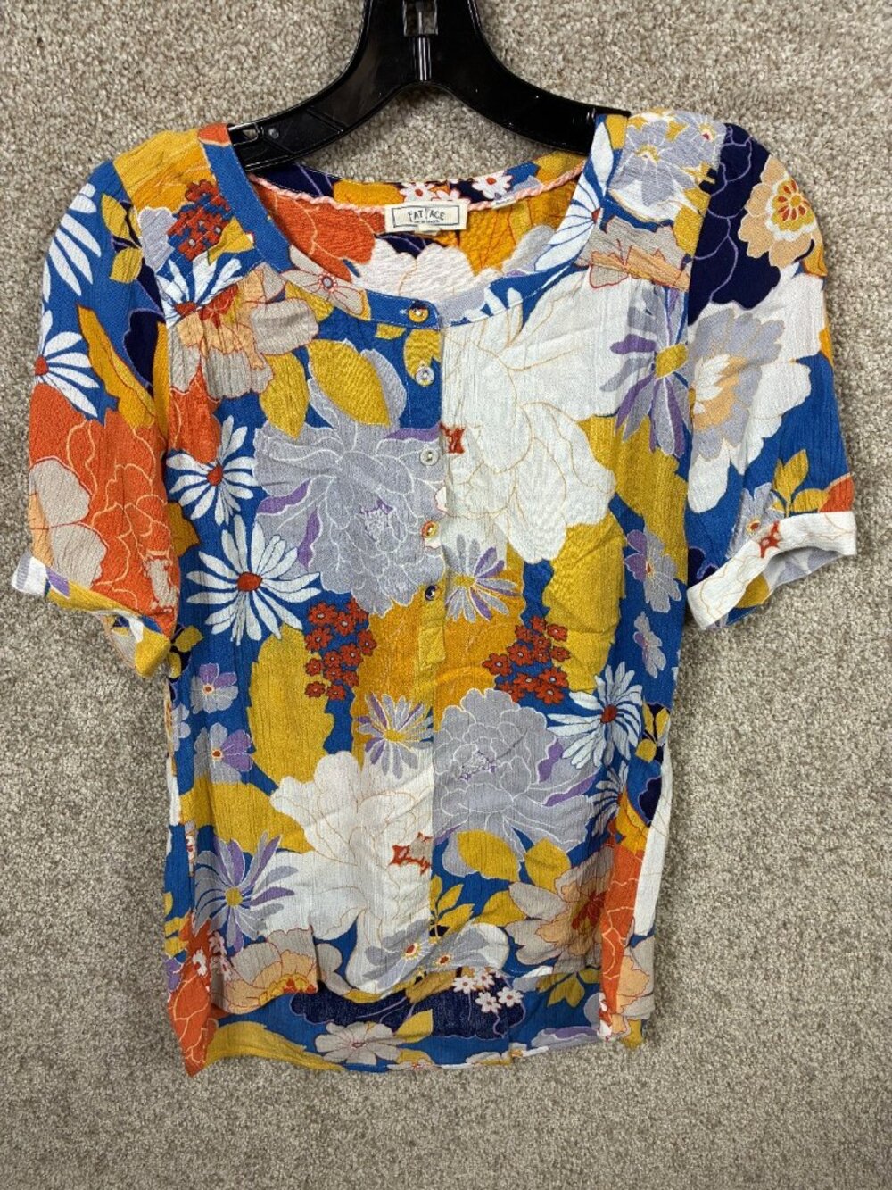 Fat Face Womens 2 Floral Blouse Boho Short Sleeve Top UK 6 cottagecore